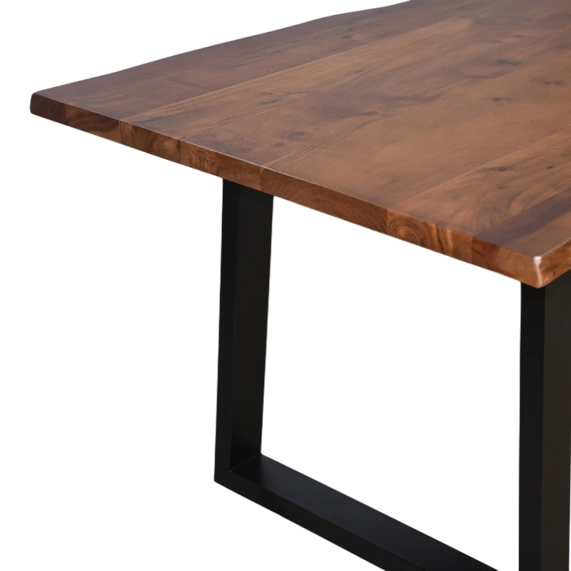 Masa Boho Miles, Lemn de salcam grosime 3 cm, Natural - Nuc, 140x80x76 cm - Nuc