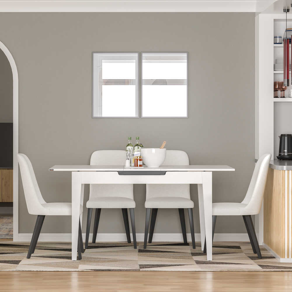 Masă de sufragerie MMS-706-FF-1 Home Collection®, Design Modern, Extensibilă, 120–150 cm, 120x70x75 cm - Alb | SKU: MMS-706-FF-1, MMS-706-OO-1, MMS-706-DD-1