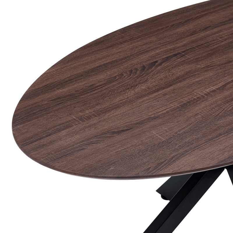 Masă de sufragerie Makrey, Metal, 180x90x75 cm - Nuc