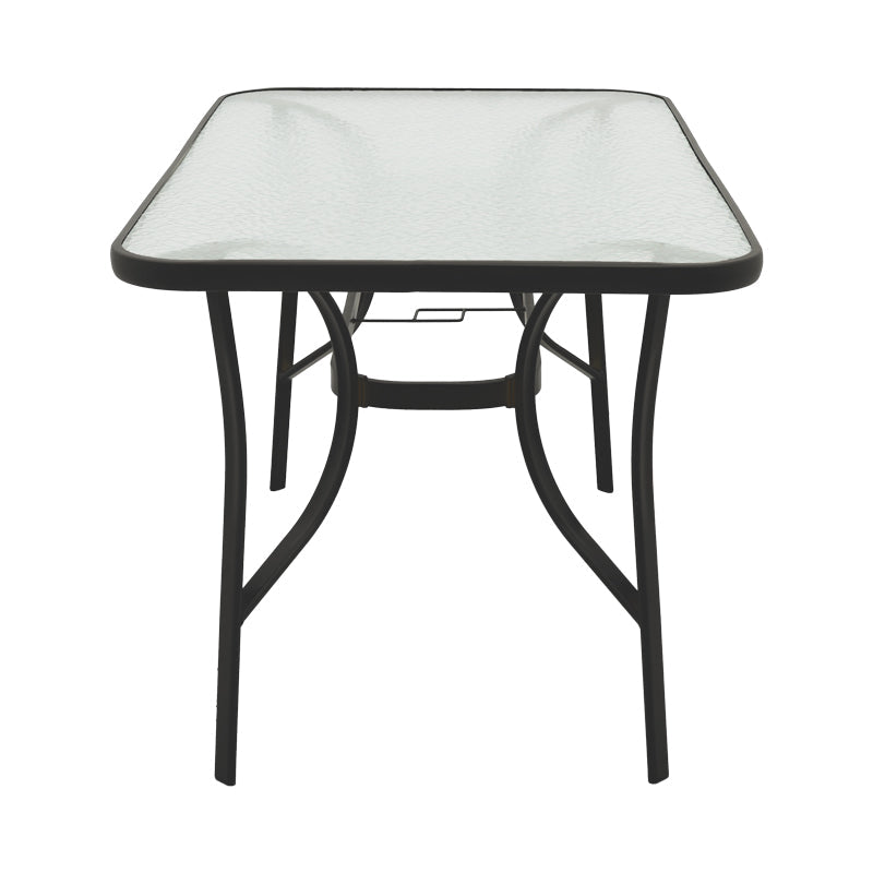 Masa Ensure metalica cu blat din sticla, neagra, 140x80x70 cm