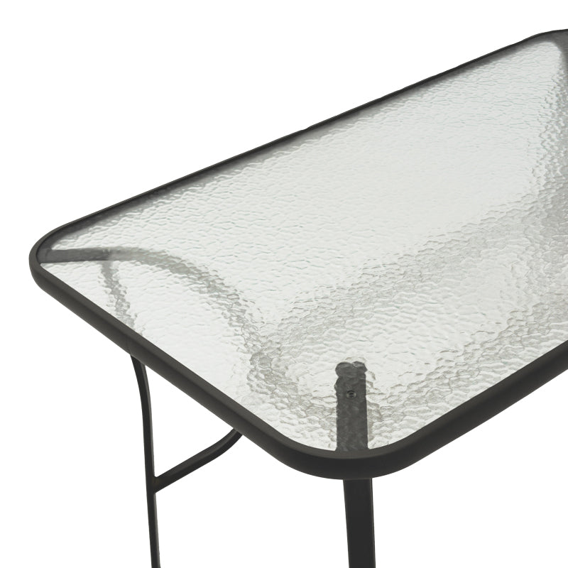 Masa Ensure metalica cu blat din sticla, neagra, 140x80x70 cm
