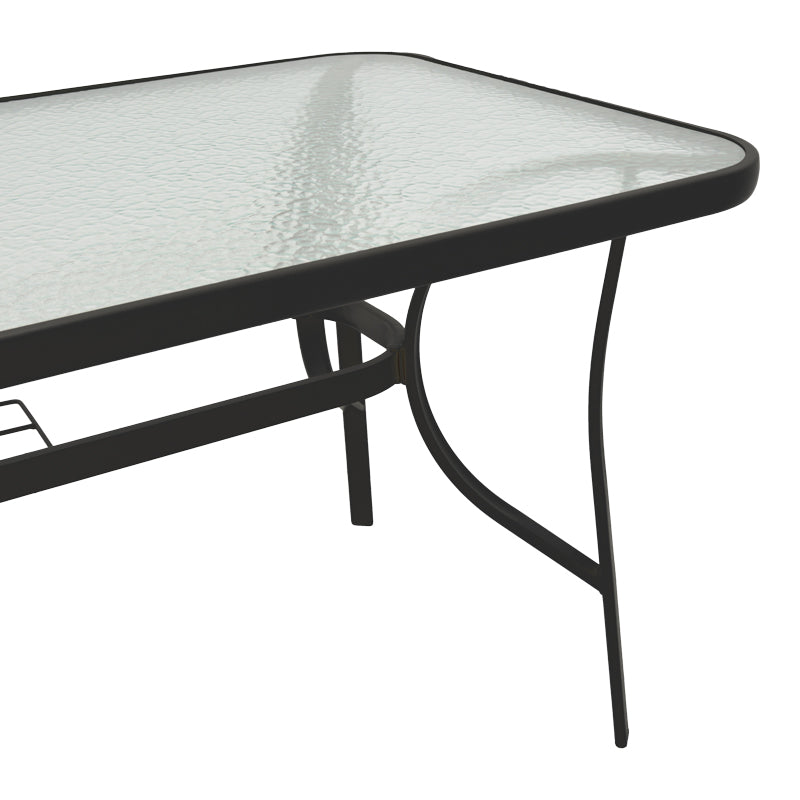 Masa Ensure metalica cu blat din sticla, neagra, 140x80x70 cm
