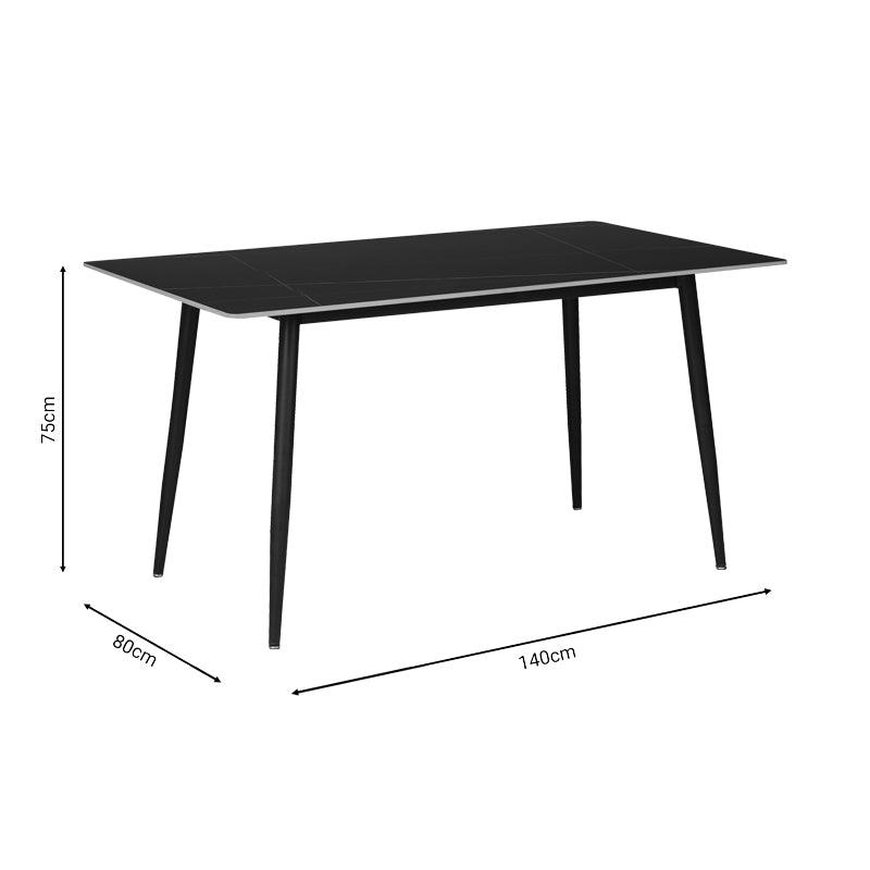 Masa Gustas, marmura, neagra, 140x80x75 cm - Negru