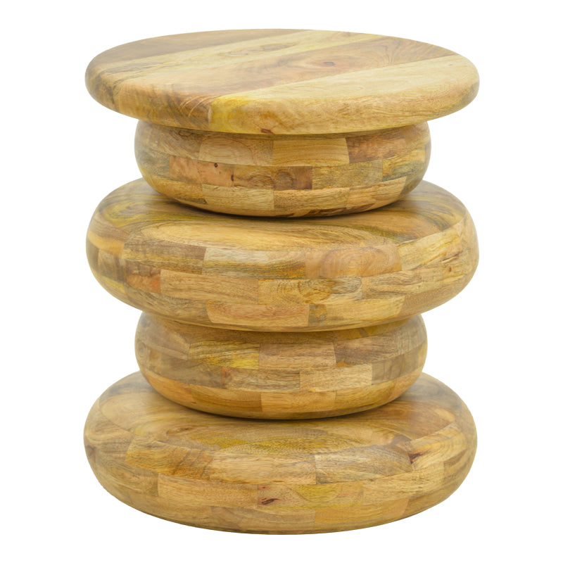 Masă laterală din lemn masiv de mango Circena, Stil, Alb - Negru, Lemn de Mango, 40x45 cm - NATURAL
