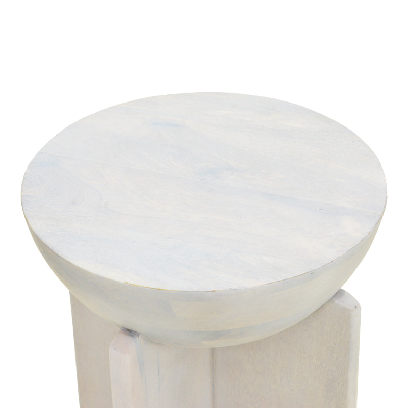 Masă laterală din lemn masiv de mango Jenby, stil modern, Alb - Negru, 40x50 cm - WHITE