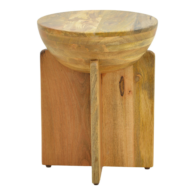 Masă laterală din lemn masiv de mango Jenby, stil modern, Alb - Negru, 40x50 cm - NATURAL