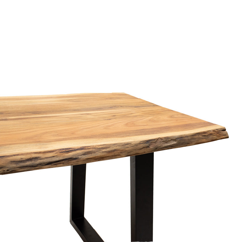 Masa Miles Slim Boho, Lemn de salcam, Grosime 4 cm, Natural, 200x96x76 cm