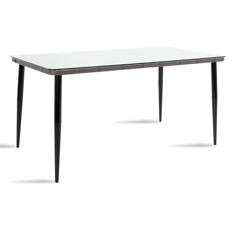 Masa Naoki metal sticla, Gri - Natural, 160x90x78 cm - Masa Naoki metal sticla, Gri - Natural, 160x90x78 cm - 140-000004