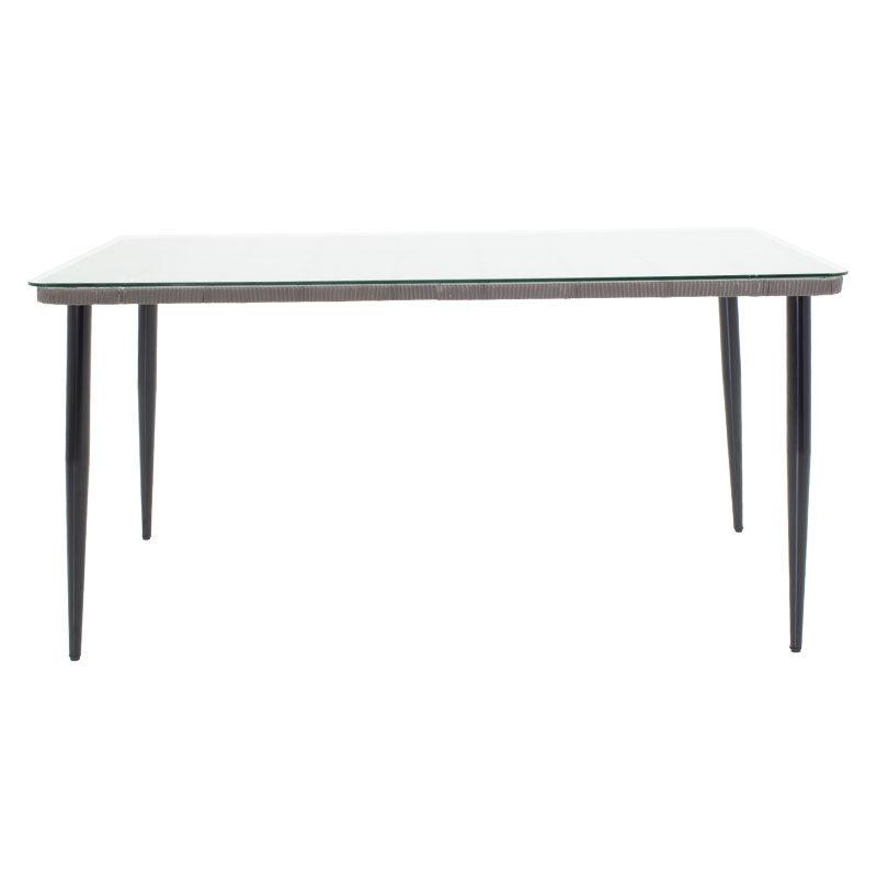 Masa Naoki metal sticla, Gri - Natural, 160x90x78 cm - Gri