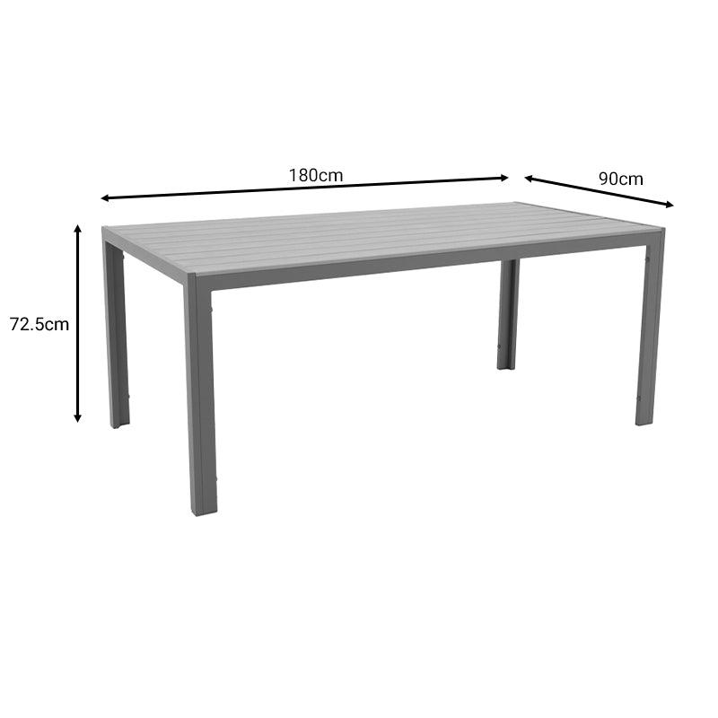 Masa Nares aluminiu placaj, Alb - Antracit, 180x90x72 cm - Antracit