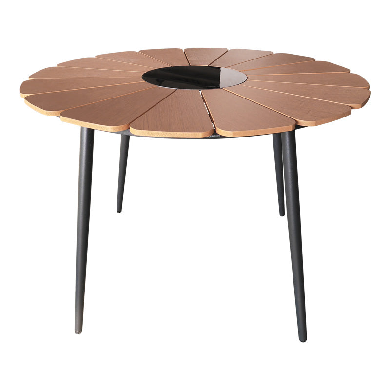 Masa Pinap, Aluminiu si placaj, D110x74 cm - Negru-Natural