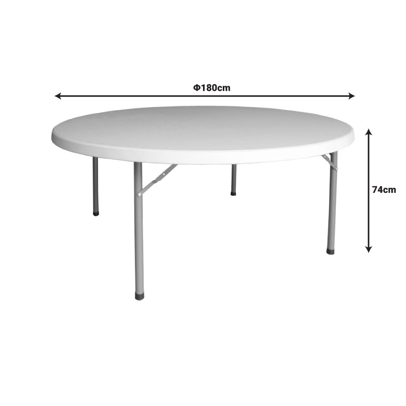 Masa pliabila catering cu functie de valiza, plastic, Alb, 180x74 cm