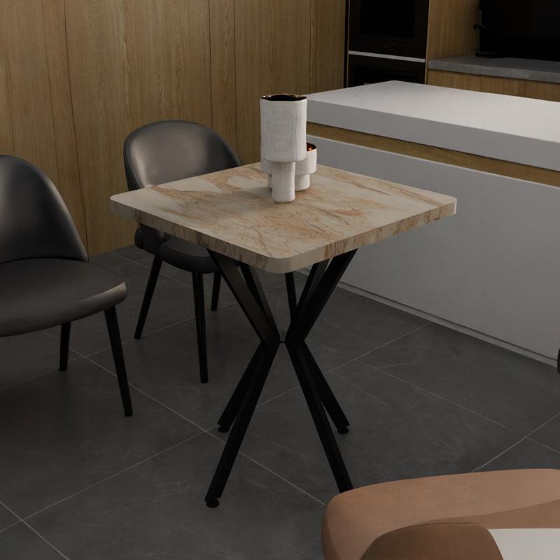 Masa Prestone, marmura neagra-metal, 70x70x75 cm - Negru