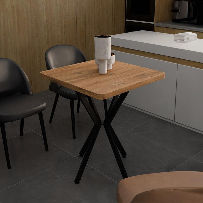 Masa Prestone, marmura neagra-metal, 70x70x75 cm - Stejar