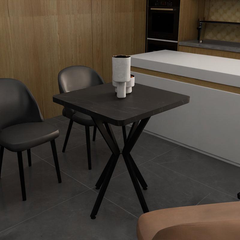 Masa Prestone, marmura neagra-metal, 70x70x75 cm - Negru