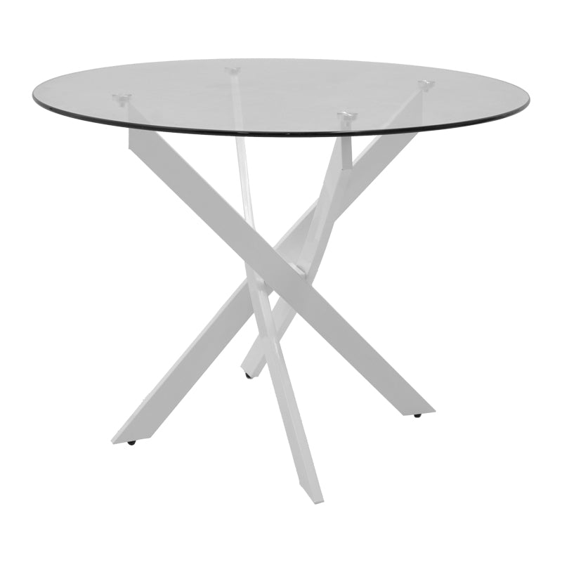 Masa Antoro cu blat din sticla, Diverse culori, D100x75 cm - Alb