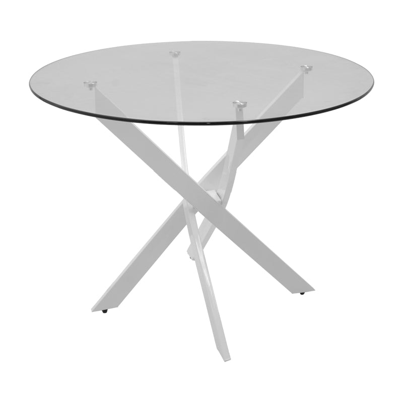 Masa Antoro cu blat din sticla, Diverse culori, D100x75 cm - Alb