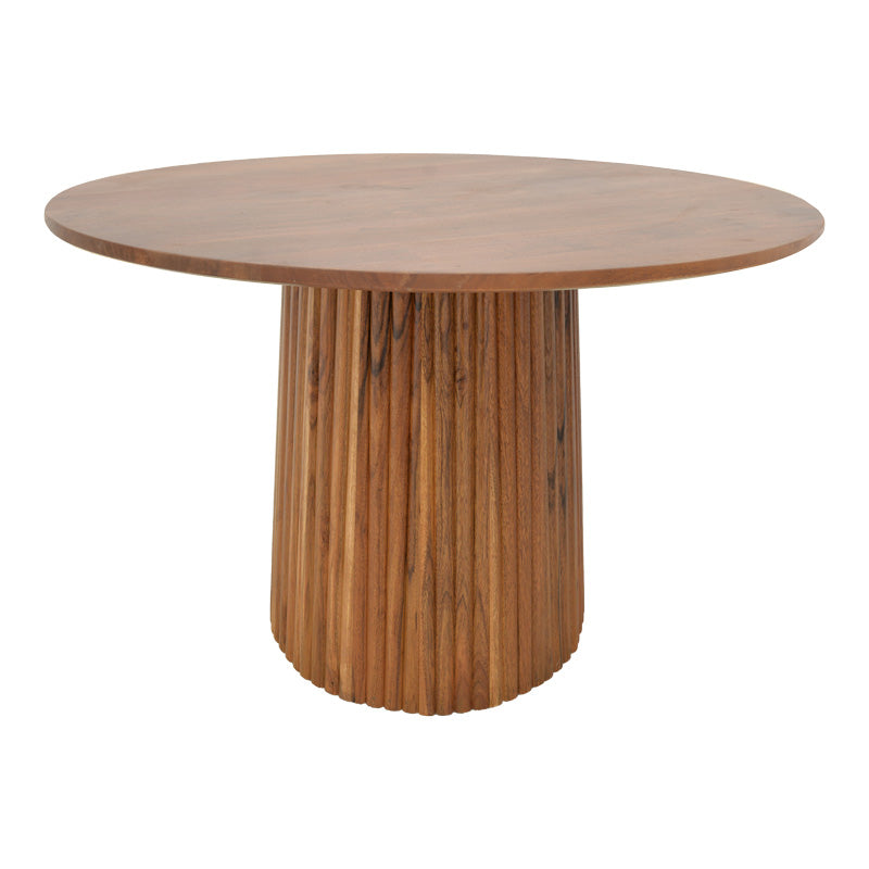 Masa rotunda din lemn masiv de acacia Tully, Lemn de Acacia, Natural - Nuc, D120x75 cm - Masa rotunda din lemn masiv de acacia Tully, Lemn de Acacia, Natural - Nuc, D120x75 cm
