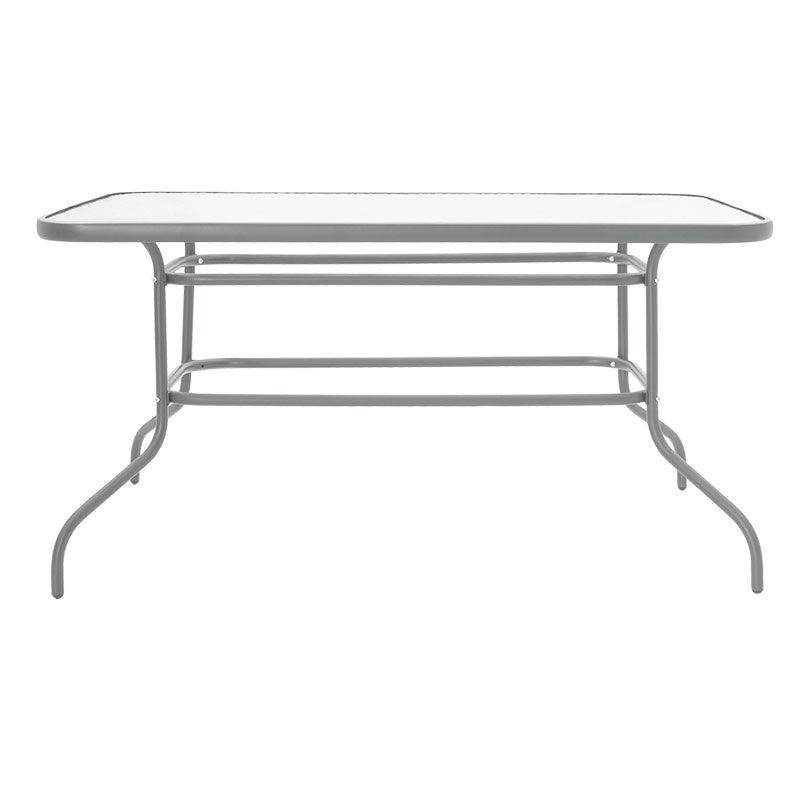 Masa Valor metal sticla, Maro - Alb, 140x80x70 cm - Gri
