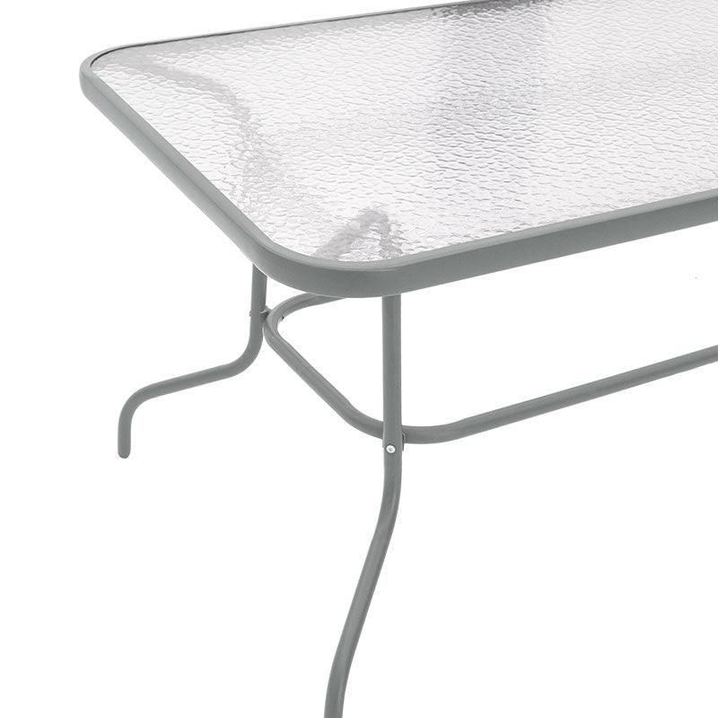Masa Valor metal sticla, Maro - Alb, 140x80x70 cm - Gri