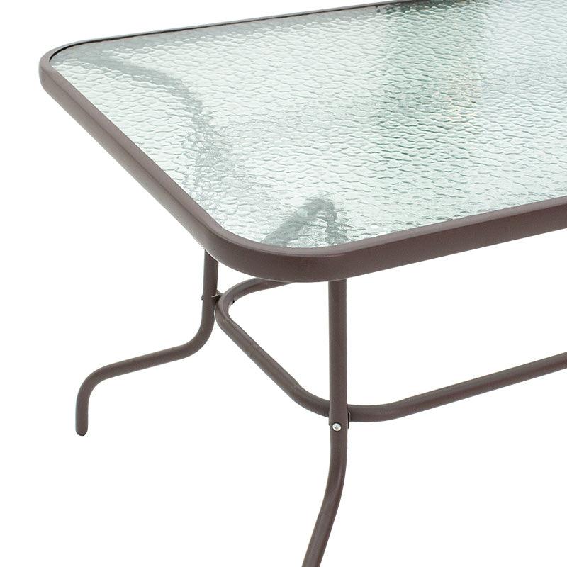 Masa Valor metal sticla, Maro - Alb, 140x80x70 cm - Maro