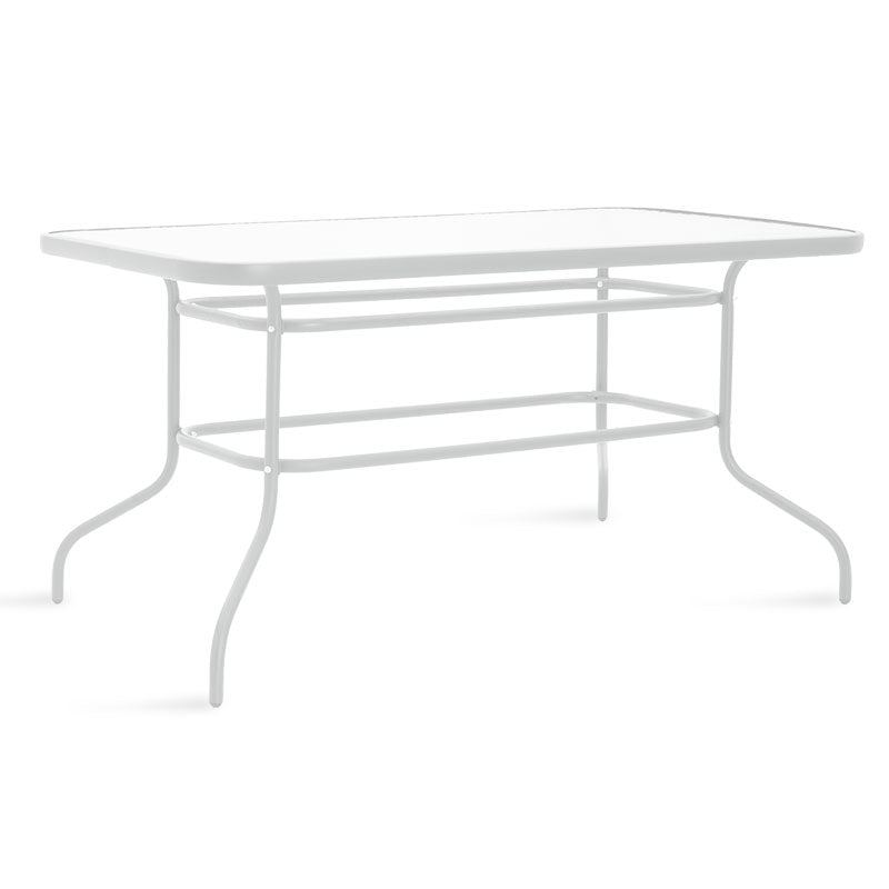 Masa Valor metal sticla, Maro - Alb, 140x80x70 cm - Alb