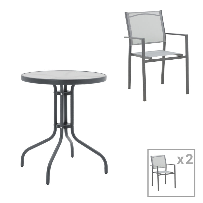 Masa Watson-Confidence Un set de 3 metal, antracit, D60x70 cm