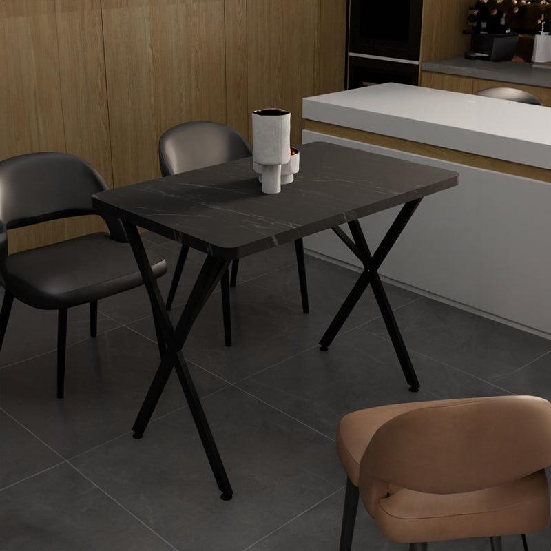 Masa Zeryin metal, Negru - Stejar, 70x110x75 cm - Negru