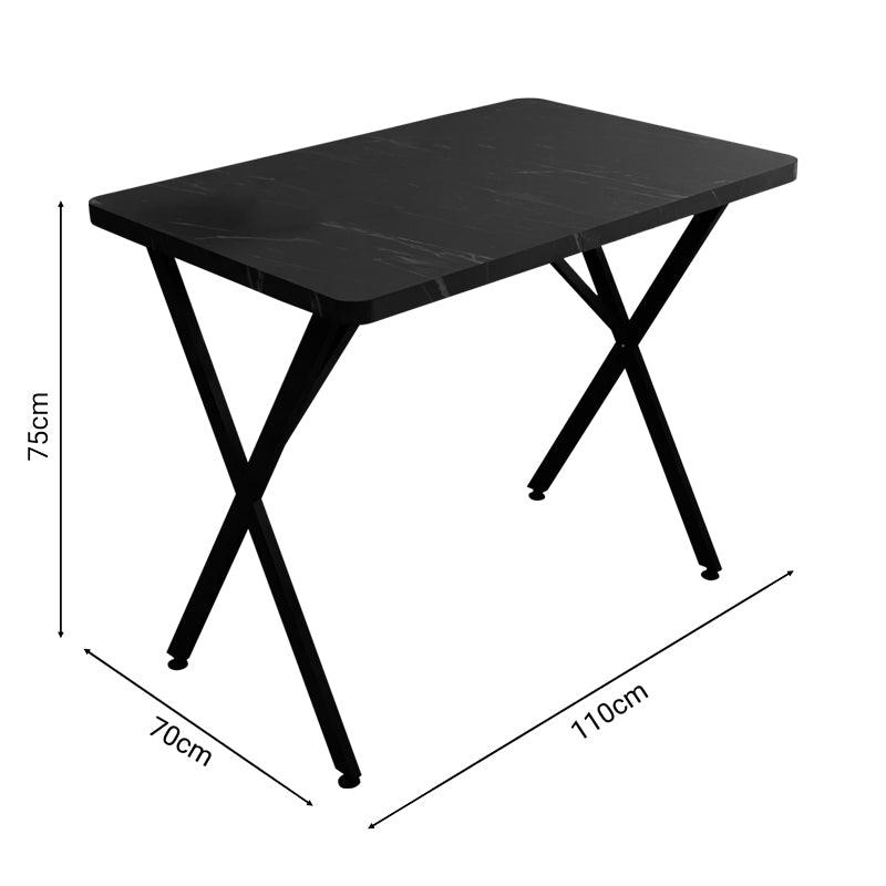 Masa Zeryin metal, Negru - Stejar, 70x110x75 cm - Negru