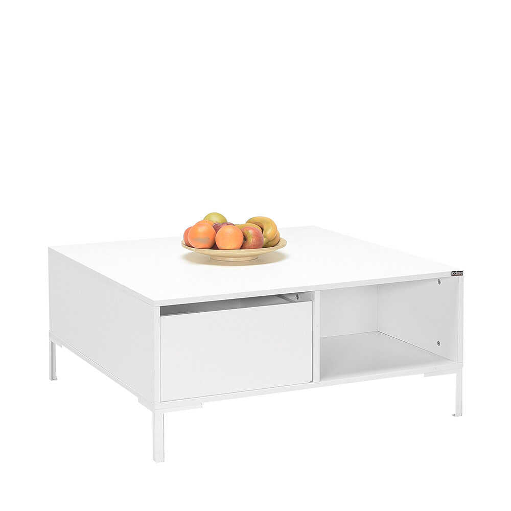 Masuta Cafea SHP-660-DD-1 Home Collection® cu sertar si picioare metalice, Alb - Maro - Natur, 90x42x90 cm - Alb | SKU: SHP-660-DD-1, SHP-660-TT-1, SHP-660-OO-1