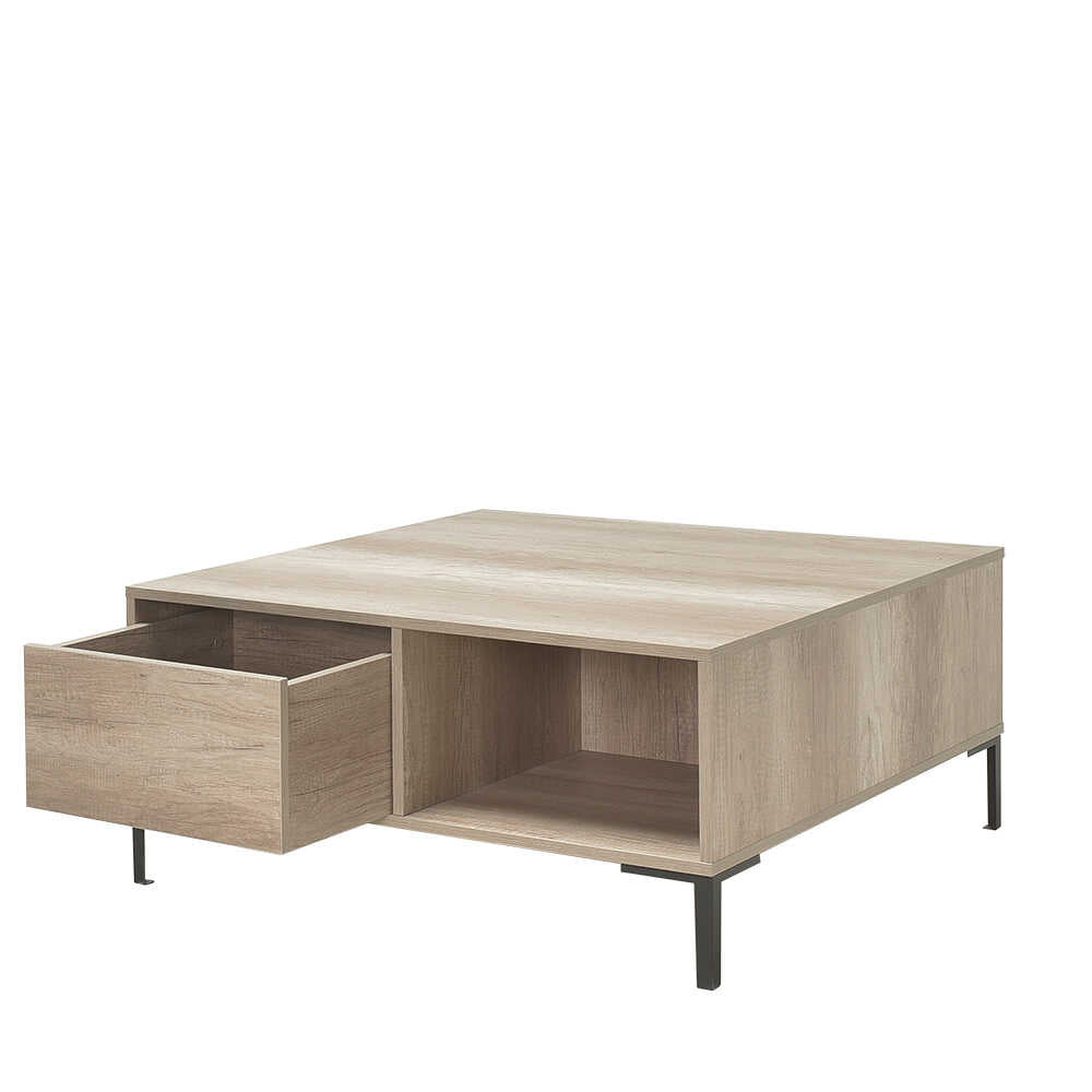 Masuta Cafea SHP-660-DD-1 Home Collection® cu sertar si picioare metalice, Alb - Maro - Natur, 90x42x90 cm - Natur | SKU: SHP-660-TT-1