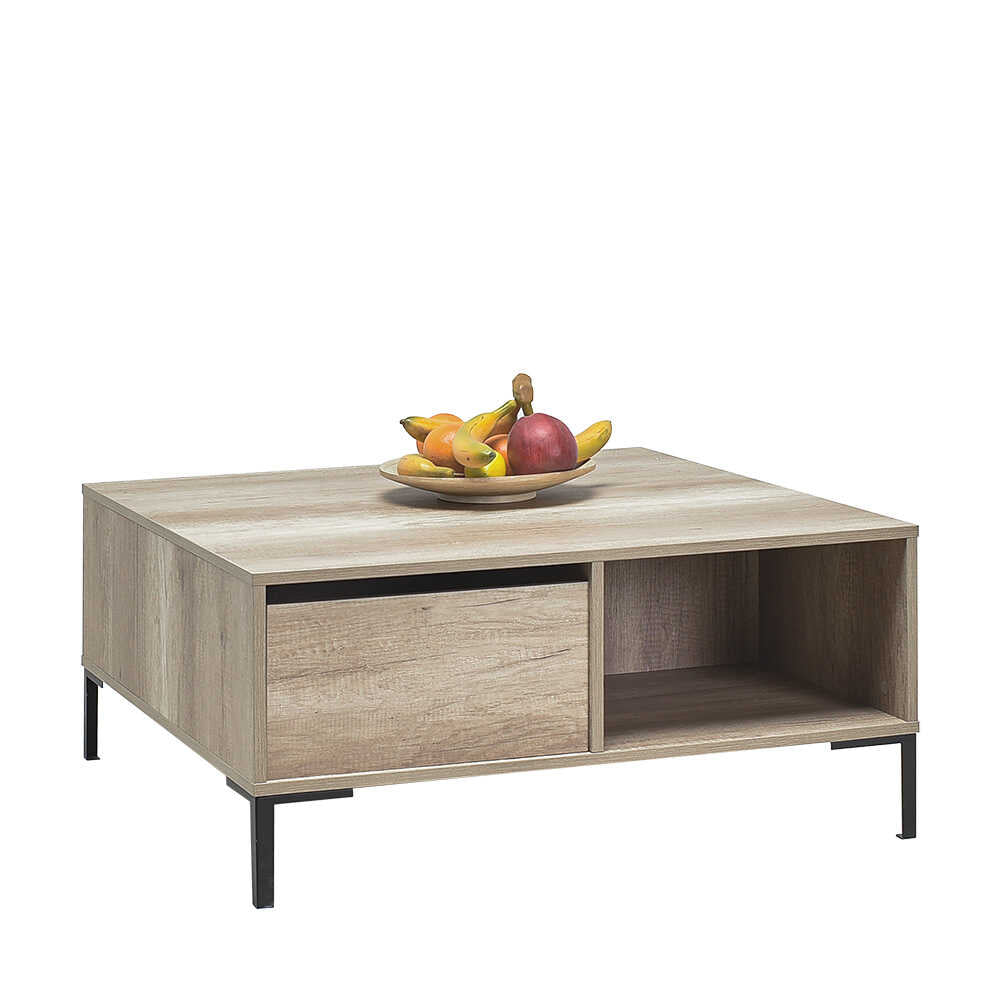 Masuta Cafea SHP-660-DD-1 Home Collection® cu sertar si picioare metalice, Alb - Maro - Natur, 90x42x90 cm - Natur | SKU: SHP-660-TT-1