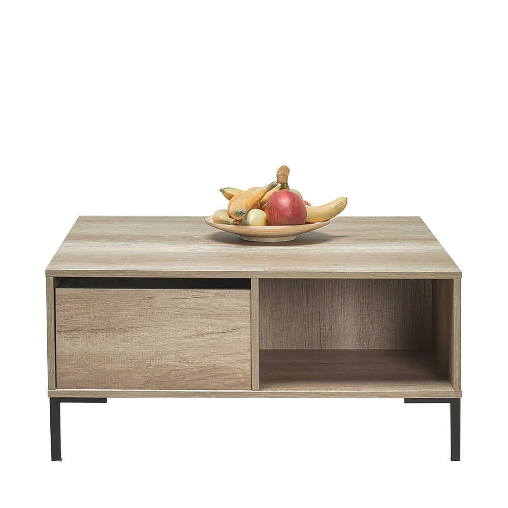 Masuta Cafea SHP-660-DD-1 Home Collection® cu sertar si picioare metalice, Alb - Maro - Natur, 90x42x90 cm - Natur | SKU: SHP-660-TT-1
