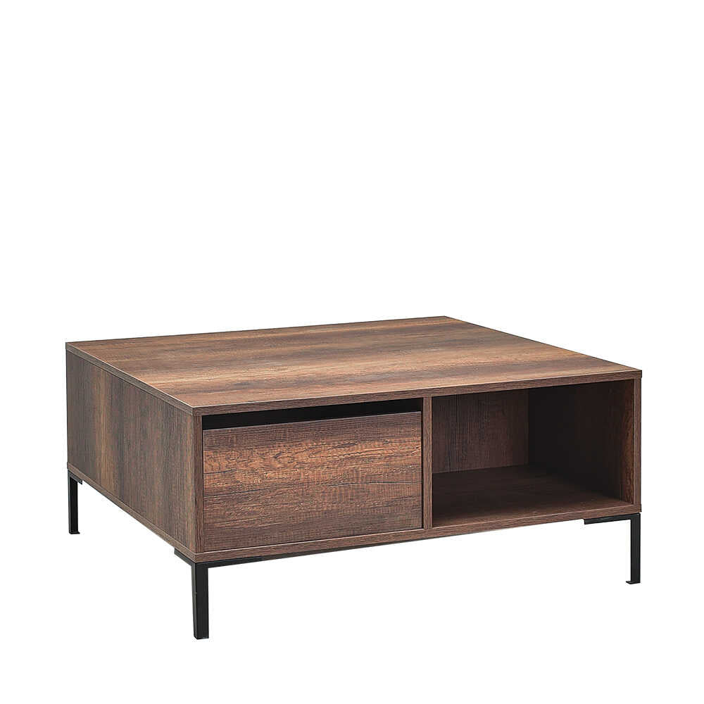 Masuta Cafea SHP-660-DD-1 Home Collection® cu sertar si picioare metalice, Alb - Maro - Natur, 90x42x90 cm - Maro | SKU: SHP-660-OO-1