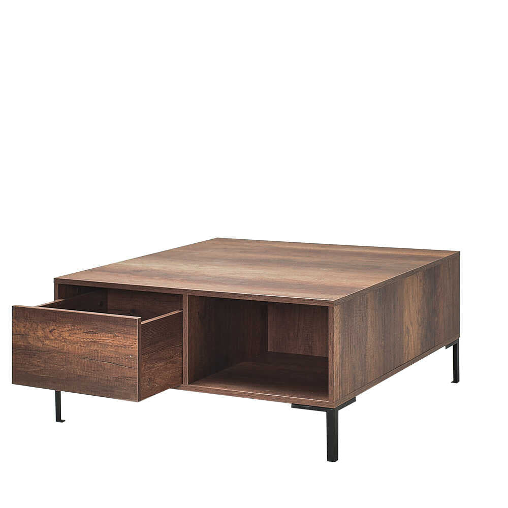 Masuta Cafea SHP-660-DD-1 Home Collection® cu sertar si picioare metalice, Alb - Maro - Natur, 90x42x90 cm - Maro | SKU: SHP-660-OO-1