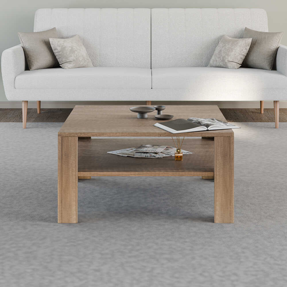 Masuta Cafea SHP-690-DD-1 Home Collection® New Jersey cu Raft, 90x42x90 cm - Natur | SKU: SHP-690-TT-1