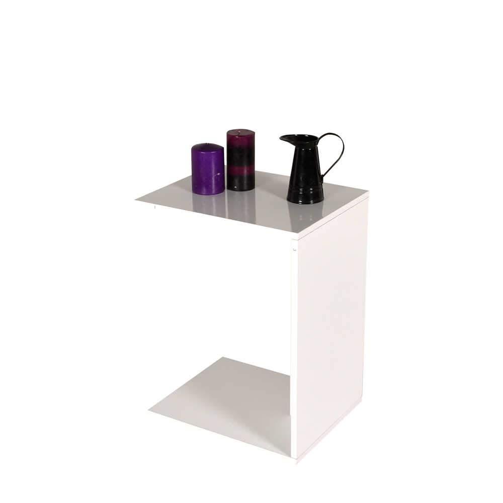 Masuta Cafea Laterala SHP-108-PP-1 Home Collection® C shape cu roti, Alb - Nuc - Stejar - Mov, 35x65x45 cm - Alb | SKU: SHP-108-PP-1, SHP-108-OO-1, SHP-108-FF-1, SHP-108-UU-1