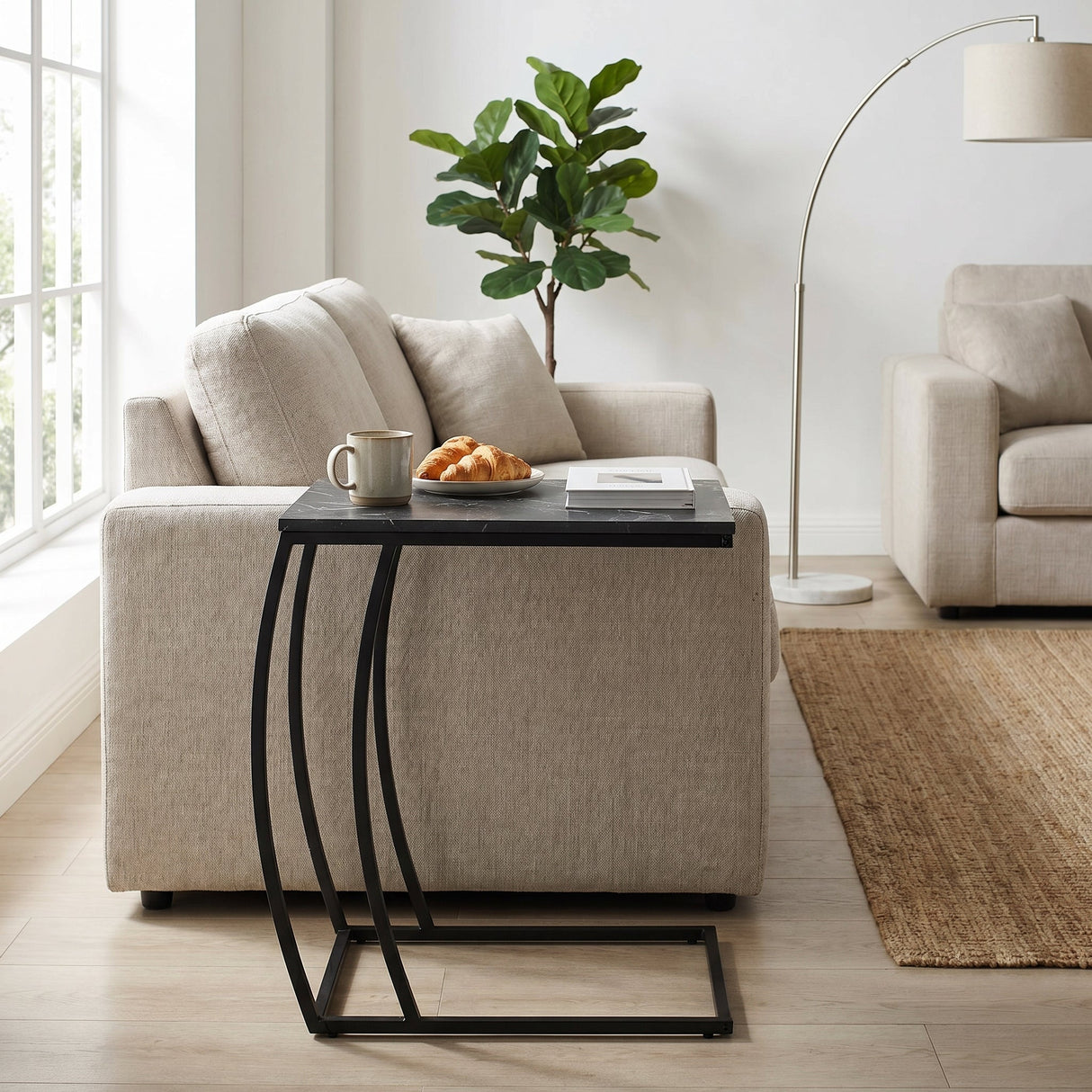 Masuta Cafea Laterala SHP-908-QQ-1 Home Collection® C shape, 50x62x35 cm - Antracit | SKU: SHP-908-QQ-1