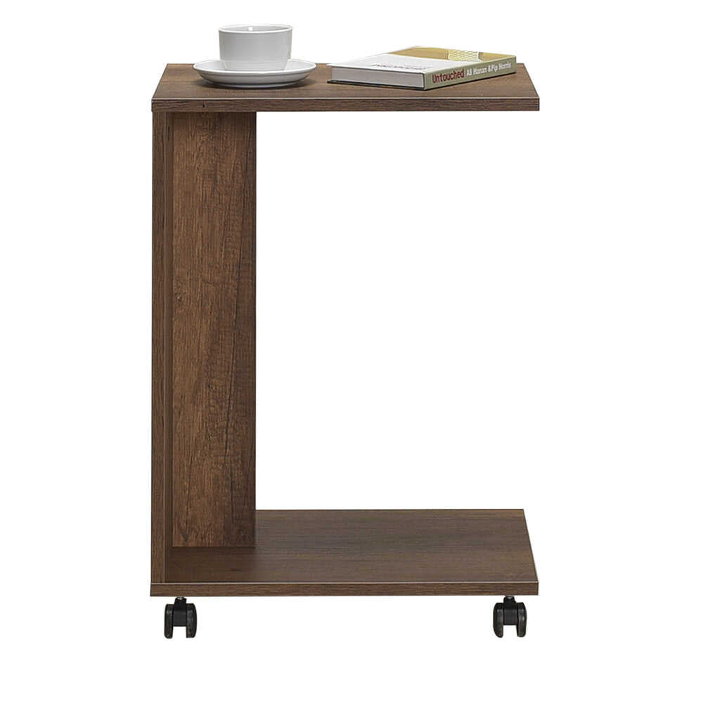 Masuta Cafea Laterala SHP-108-PP-1 Home Collection® C shape cu roti, Alb - Nuc - Stejar - Mov, 35x65x45 cm - Nuc | SKU: SHP-108-PP-1, SHP-108-OO-1, SHP-108-FF-1, SHP-108-UU-1