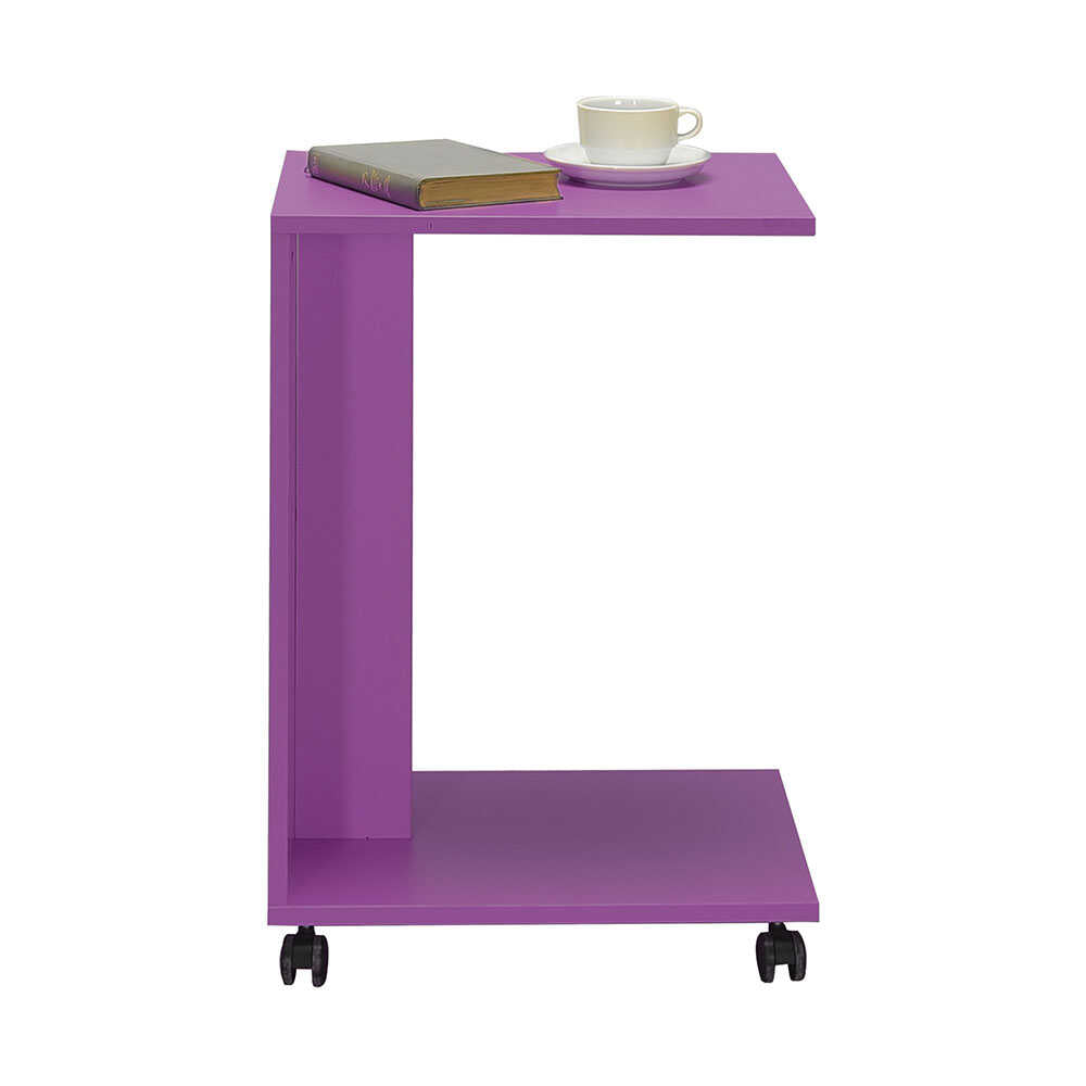 Masuta Cafea Laterala SHP-108-PP-1 Home Collection® C shape cu roti, Alb - Nuc - Stejar - Mov, 35x65x45 cm - Mov | SKU: SHP-108-PP-1, SHP-108-OO-1, SHP-108-FF-1, SHP-108-UU-1