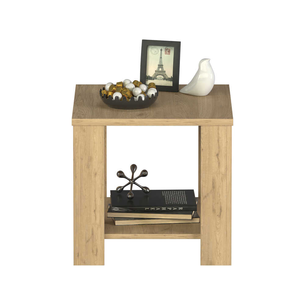 Masuta Cafea Laterala SHP-550-FF-1 Home Collection® New Line, Maro - Natur - Stejar, 50x48x50 cm - Stejar | SKU: SHP-550-FF-1