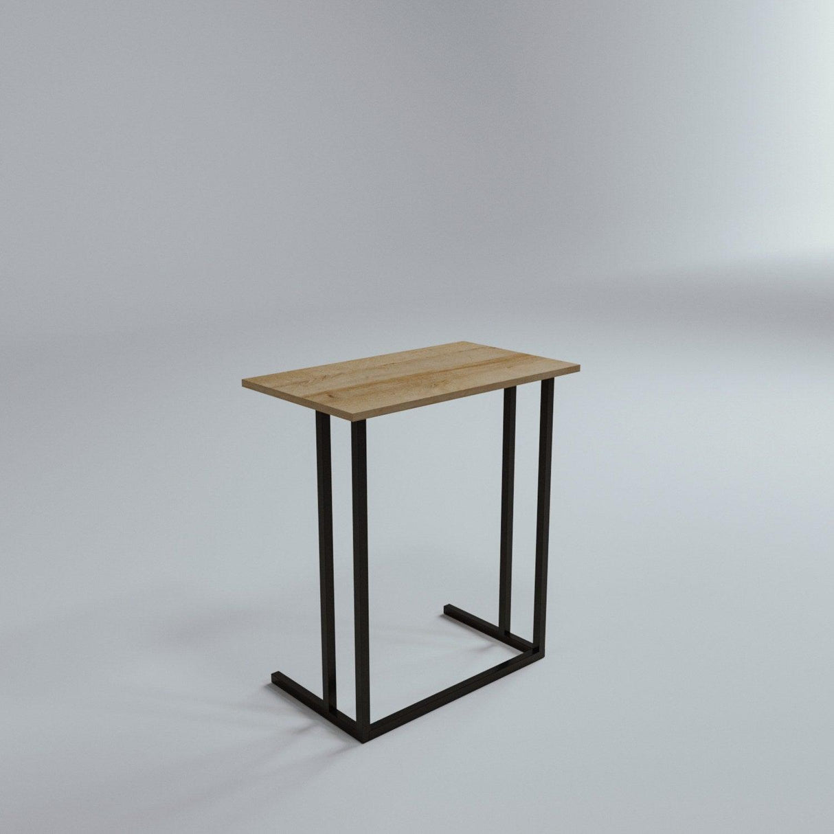 Masuta Cafea Laterala Landhot cadru Metal, Nuc - Stejar, 60x73x40 cm - Stejar