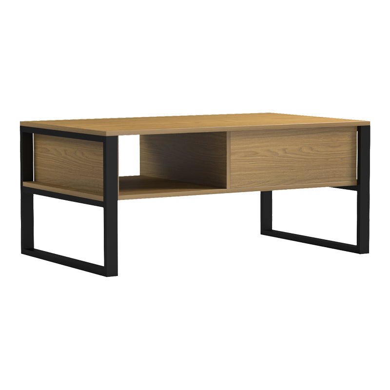 Masa de cafea Bendon, Pal melaminat si metal, 100x60x45 cm - Nuc deschis-Negru