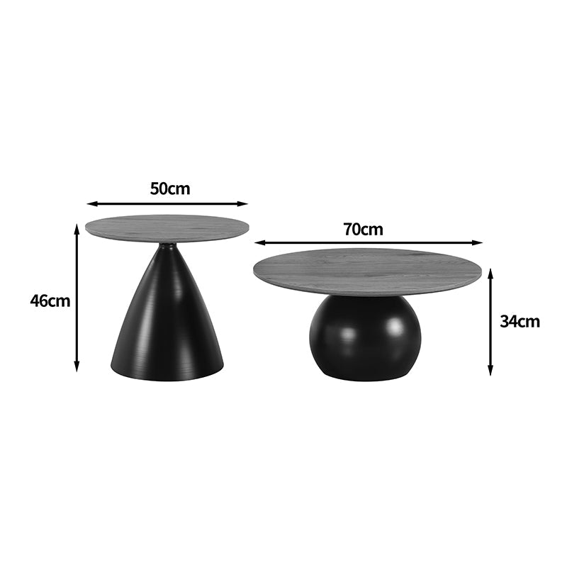 Masuta de cafea Caple, Metal - Negru