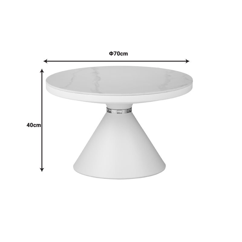 Masuta de cafea Coozlin metal marmura, alba, D70x40 cm