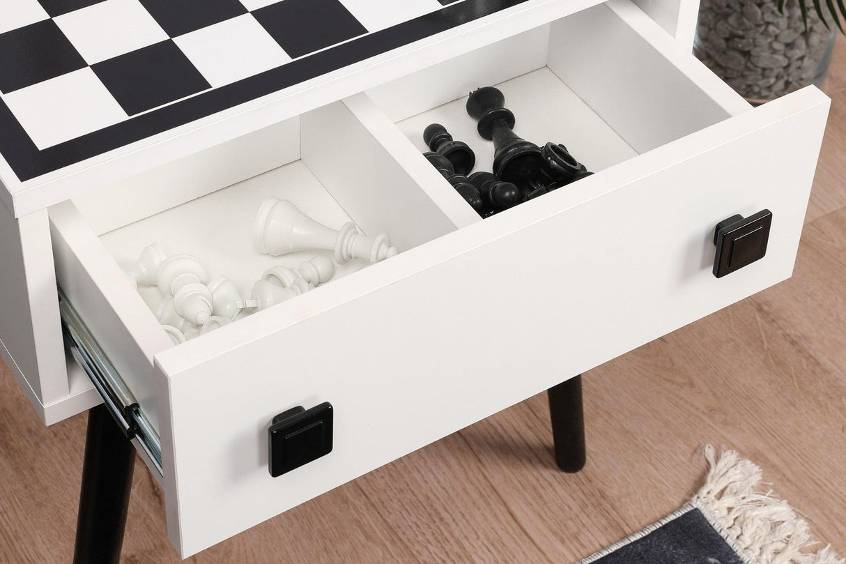 Masuta de cafea cu Design de Masa Sah, White, Alb, 50x60x50 cm