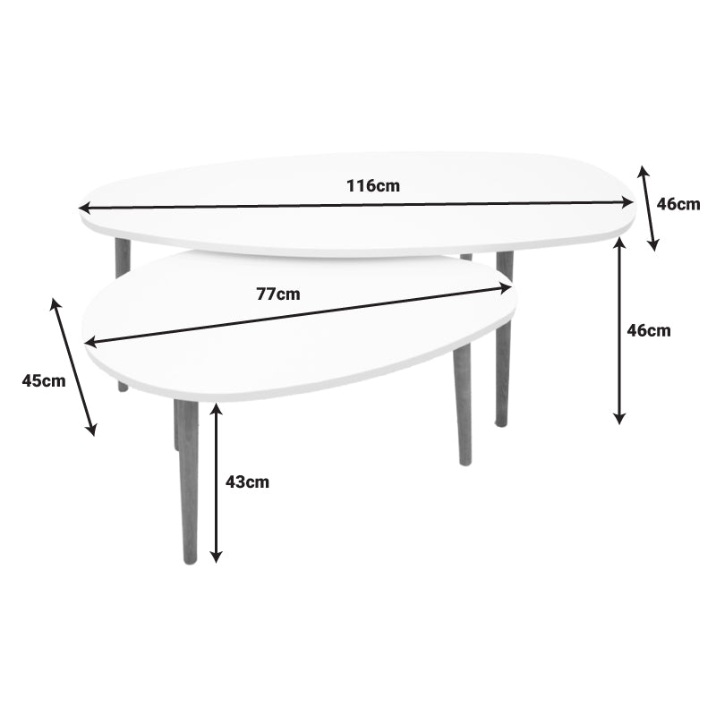 Masuta de cafea din alb-Natural Monty, 116x46x6 cm
