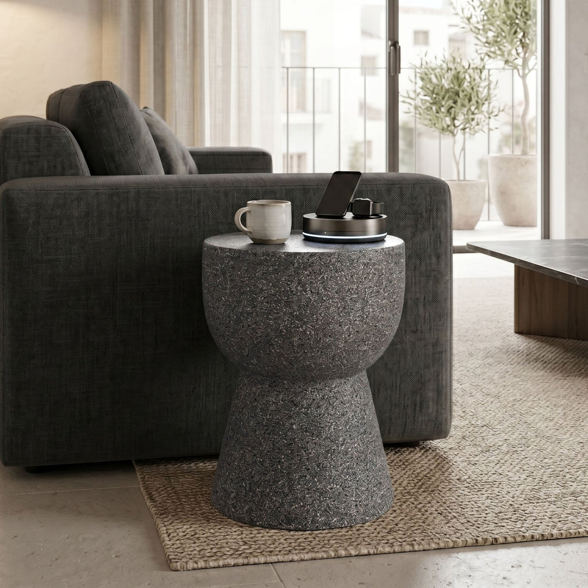 Masuta de cafea Efria, Gri - Ecru, 33x46 cm - Masuta de cafea Efria, Gri - Ecru, 33x46 cm