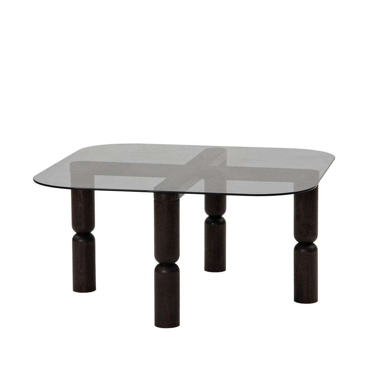 Masuta de cafea Kei Lemn Solid cu Sticla Securizata, 80x40x80 cm - Gri inchis