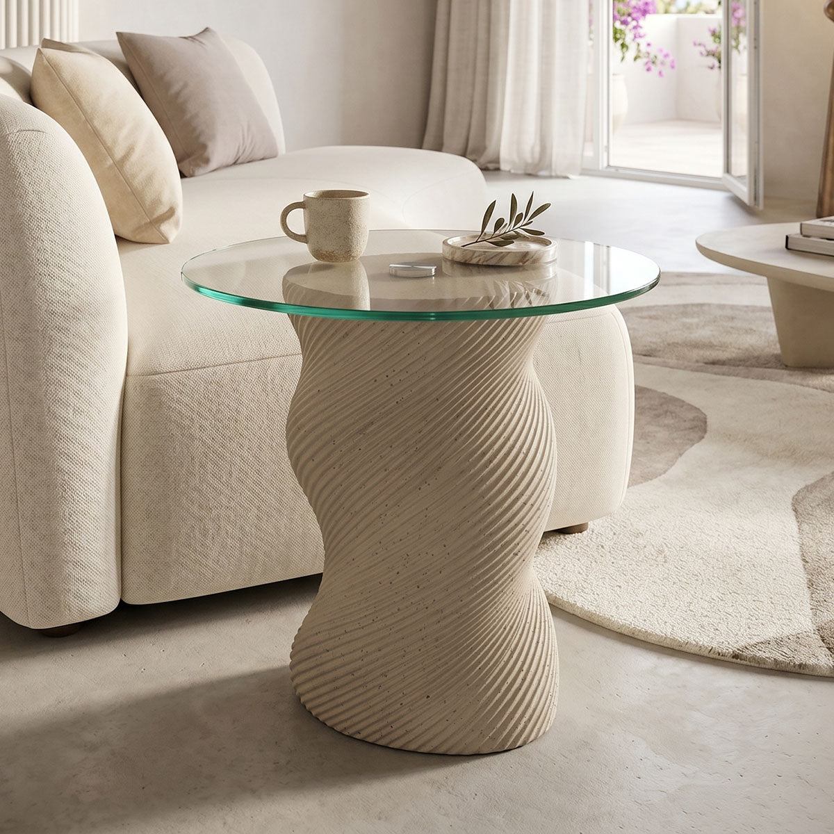 Masuta de cafea Klida, Bej - Travertin, 40x63 cm - Masuta de cafea Klida, Bej - Travertin, 40x63 cm